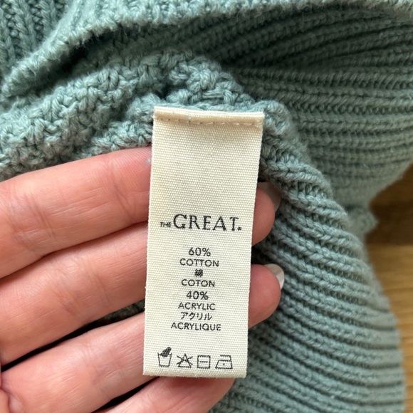 THE GREAT. Blue Sweater with Embroidered Accents - Picture 8 of 8